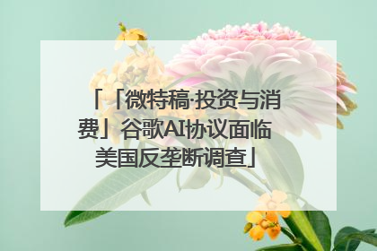 「微特稿·投资与消费」谷歌AI协议面临美国反垄断调查